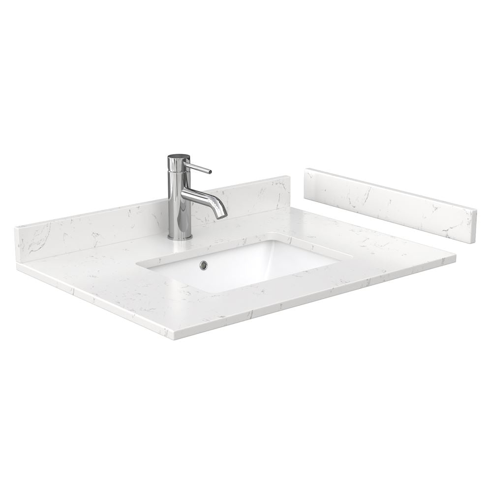 Wyndham Collection Beckett 30" Dark Blue Bathroom Vanity with Carrara Cultured Marble Top