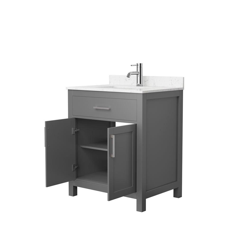 Wyndham Collection Beckett 30" Dark Gray Bathroom Vanity with White Cultured Marble Top