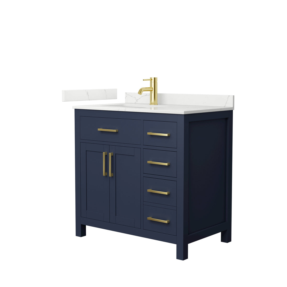 Wyndham Collection Beckett 36" Single Sink Bathroom Vanity in Dark Blue with Cultured Marble Top