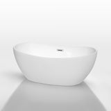 Rebecca 69.6 in. Acrylic Flatbottom Non-Whirlpool Bathtub in White with Polished Chrome Trim