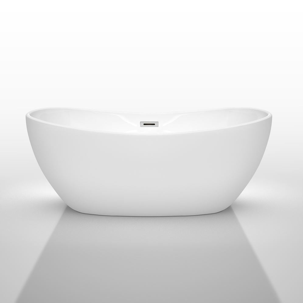 Rebecca 64.8 in. Acrylic Flatbottom Non-Whirlpool Bathtub in White with Polished Chrome Trim