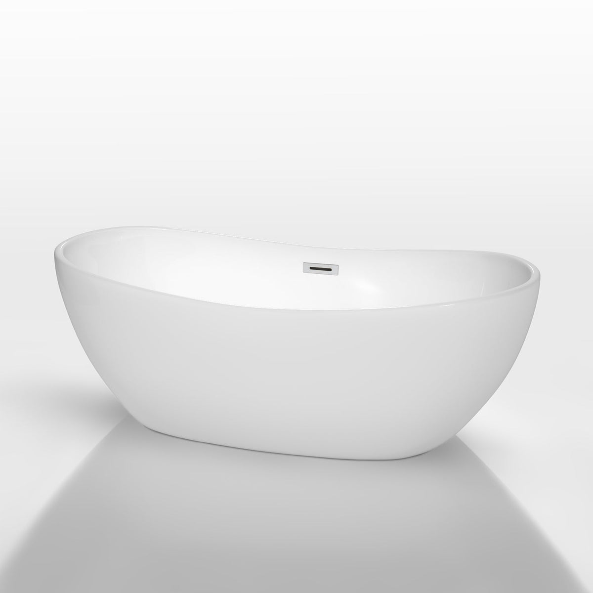 Rebecca 65 in. Acrylic Flatbottom Freestanding Soaking Bathtub in White with Shiny White Trim