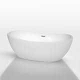 Rebecca 65 in. Acrylic Flatbottom Freestanding Soaking Bathtub in White with Shiny White Trim