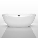 Rebecca 65 in. Acrylic Flatbottom Freestanding Soaking Bathtub in White with Shiny White Trim