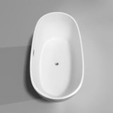 Wyndham Collection Rebecca 65 in. Acrylic Flatbottom Freestanding Soaking Bathtub, White with Matte Black Trim
