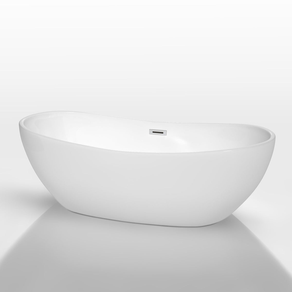 Rebecca 70 in. Acrylic Flatbottom Bathtub in White with Matte Black Trim