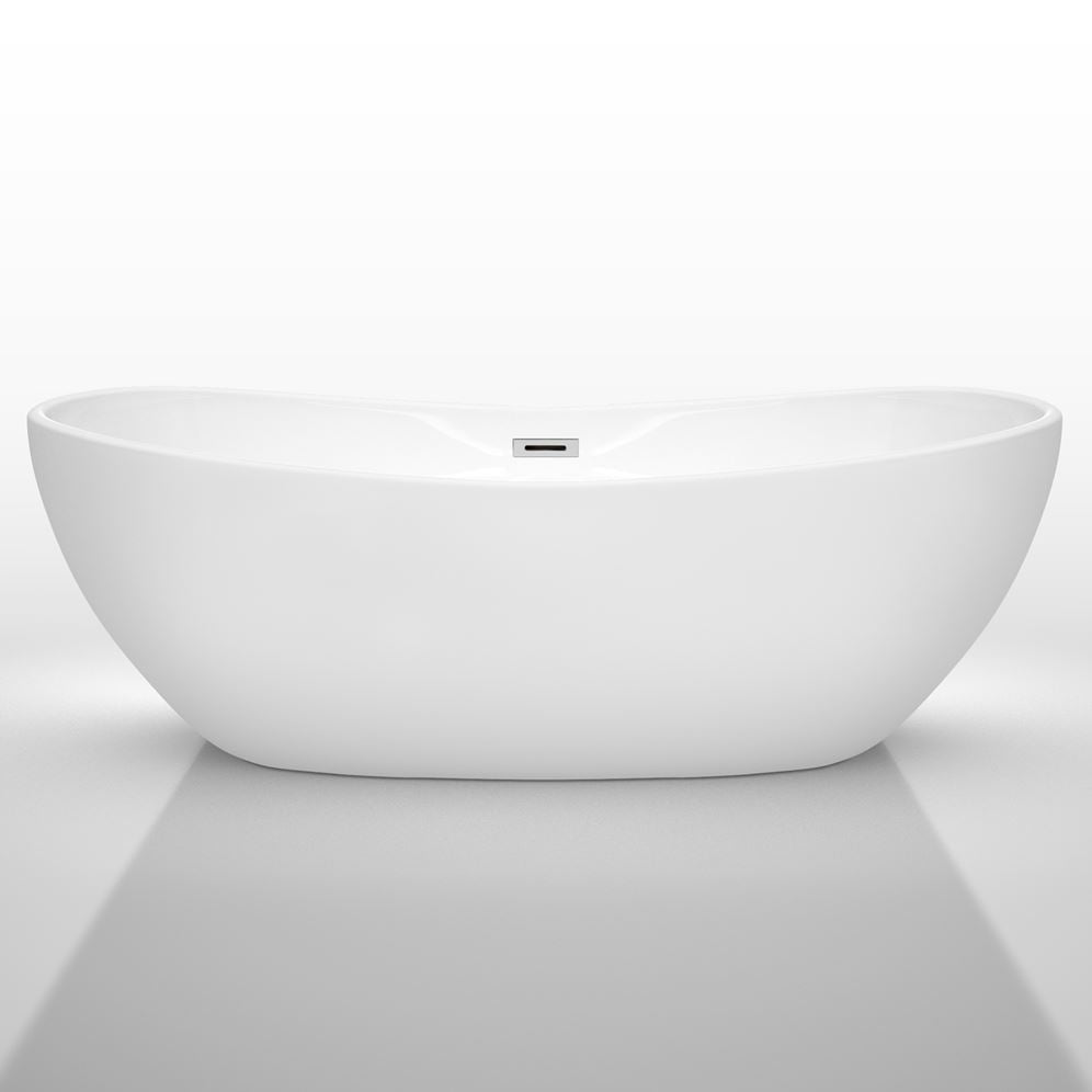 Rebecca 70 in. Acrylic Flatbottom Bathtub in White with Matte Black Trim
