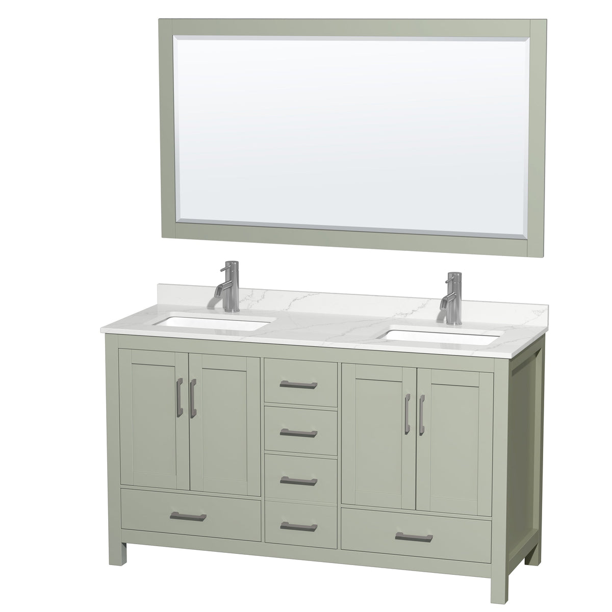 Wyndham Collection Sheffield 60-in Espresso Double Sink Bathroom Vanity with White Carrara Marble Top, Mirror Included