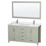 Wyndham Collection Sheffield 60-in Espresso Double Sink Bathroom Vanity with White Carrara Marble Top, Mirror Included