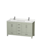 Wyndham Collection Sheffield 60-in Espresso Double Sink Bathroom Vanity with White Carrara Marble Top, Mirror Included