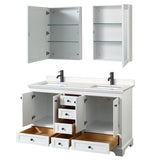 Wyndham Collection Deborah 60-in White Double Bathroom Vanity Cabinet with Mirrors