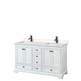 Wyndham Collection Deborah 60-in White Double Sink Bathroom Vanity with White Carrara Natural Marble Top