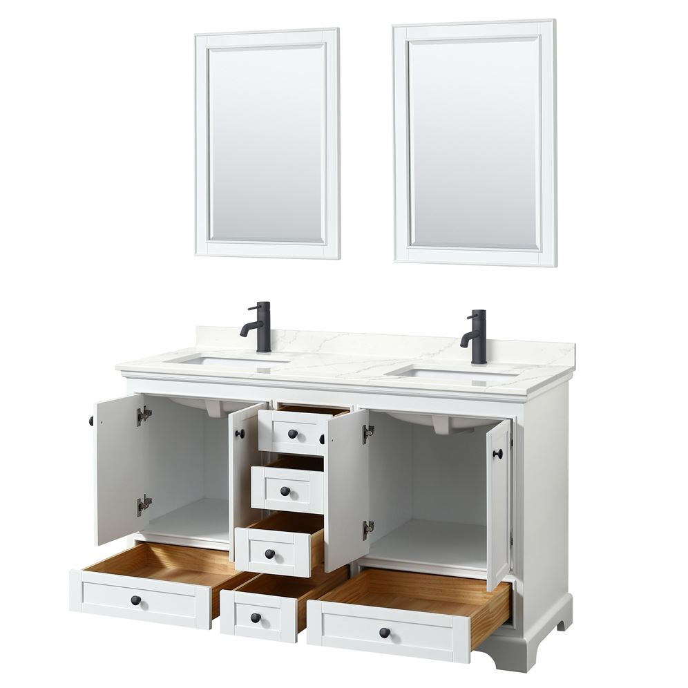Wyndham Collection Deborah 60-in White Double Bathroom Vanity Cabinet with Mirrors