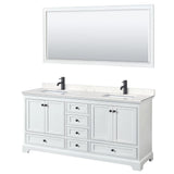 Wyndham Collection Deborah 72-in White Double Sink Bathroom Vanity with White Carrara Natural Marble Top
