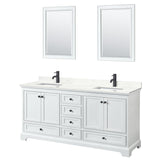 Wyndham Collection Deborah 72-in White Double Sink Bathroom Vanity with White Carrara Natural Marble Top