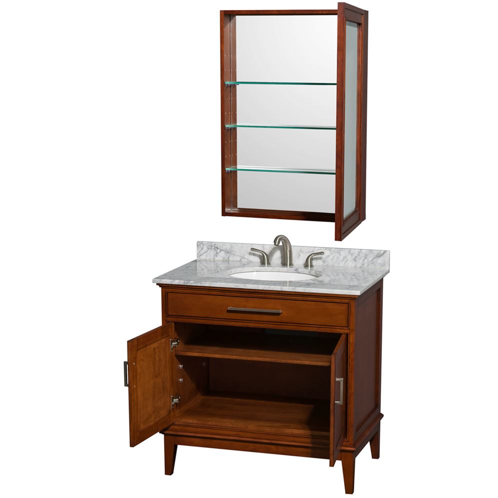 Wyndham Collection Hatton 36-in Light Chestnut Bathroom Vanity Cabinet