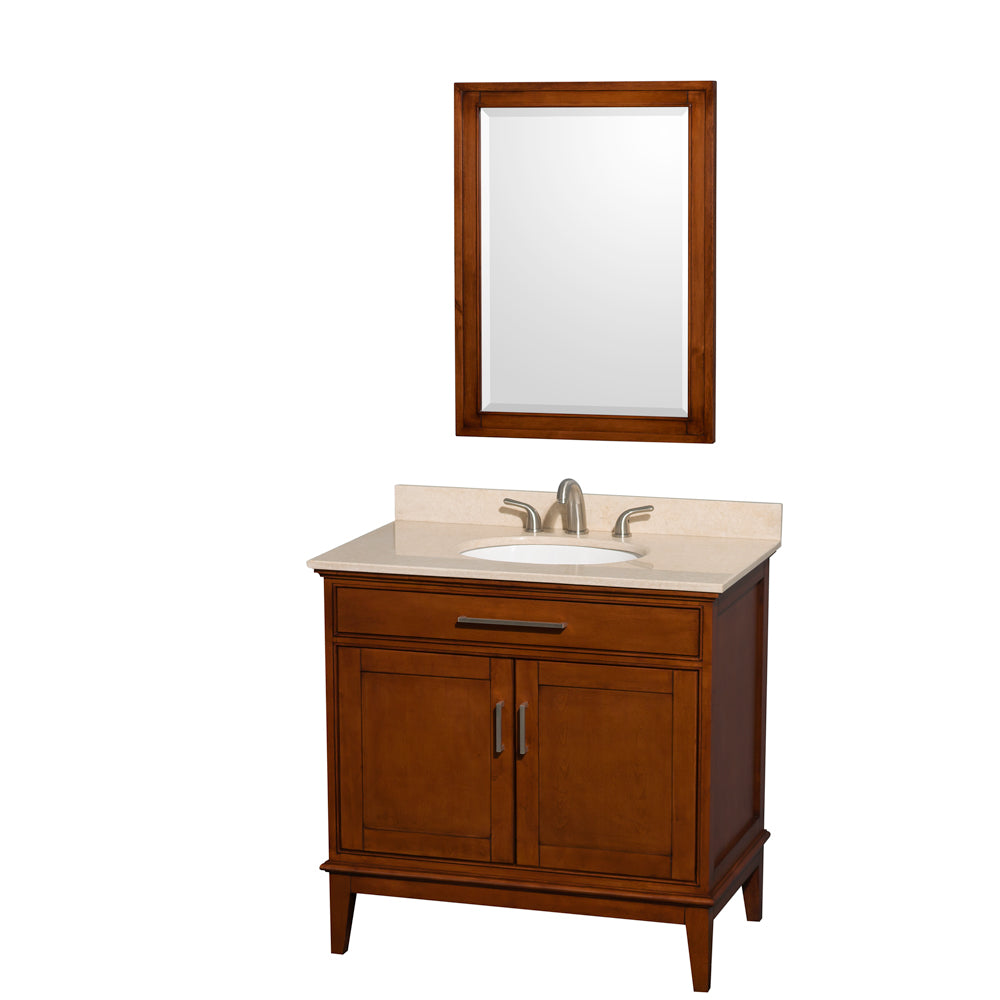 Wyndham Collection Hatton 36-in Light Chestnut Bathroom Vanity Cabinet