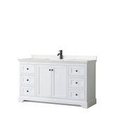 Wyndham Collection Avery 60-in White Single Sink Bathroom Vanity with White Carrara Marble Top