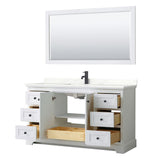 Wyndham Collection Avery 60-in White Single Sink Bathroom Vanity with White Carrara Marble Top