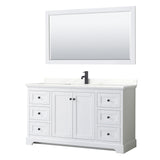 Wyndham Collection Avery 60-in White Single Sink Bathroom Vanity with White Carrara Marble Top
