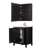 Wyndham Collection Daria 30-in Dark Espresso Single Sink Bathroom Vanity with White Carrara Marble Top, Mirror Included