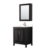 Wyndham Collection Daria 30-in Dark Espresso Single Sink Bathroom Vanity with White Carrara Marble Top, Mirror Included