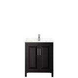 Wyndham Collection Daria 30-in Dark Espresso Single Sink Bathroom Vanity with White Carrara Marble Top, Mirror Included