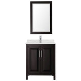 Wyndham Collection Daria 30-in Dark Espresso Single Sink Bathroom Vanity with White Carrara Marble Top, Mirror Included