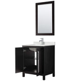 Wyndham Collection Daria 30-in Dark Espresso Single Sink Bathroom Vanity with White Carrara Marble Top, Mirror Included