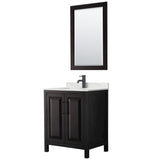Wyndham Collection Daria 30-in Dark Espresso Single Sink Bathroom Vanity with White Carrara Marble Top, Mirror Included