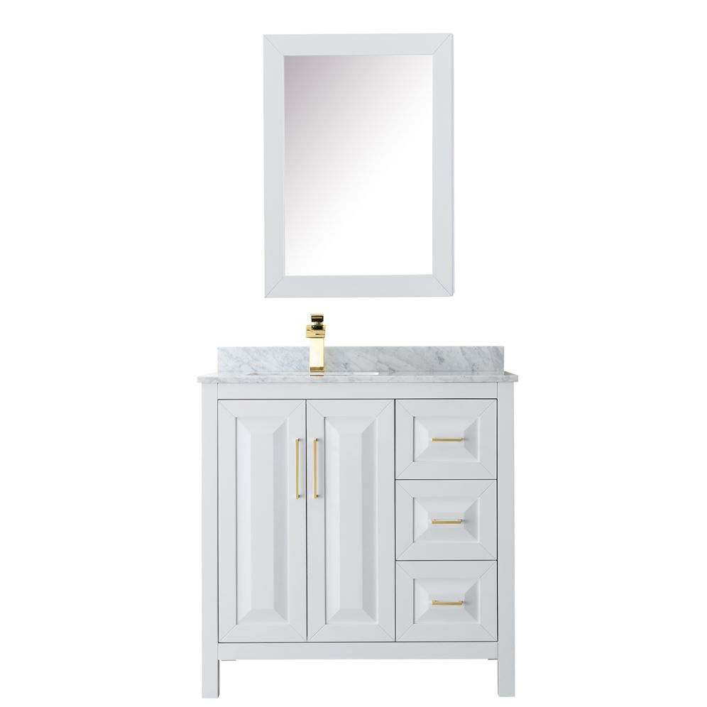 Wyndham Collection Daria 36-in White Bathroom Vanity Cabinet with Mirror