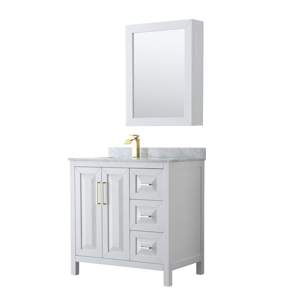 Wyndham Collection Daria 36-in White Bathroom Vanity Cabinet with Mirror