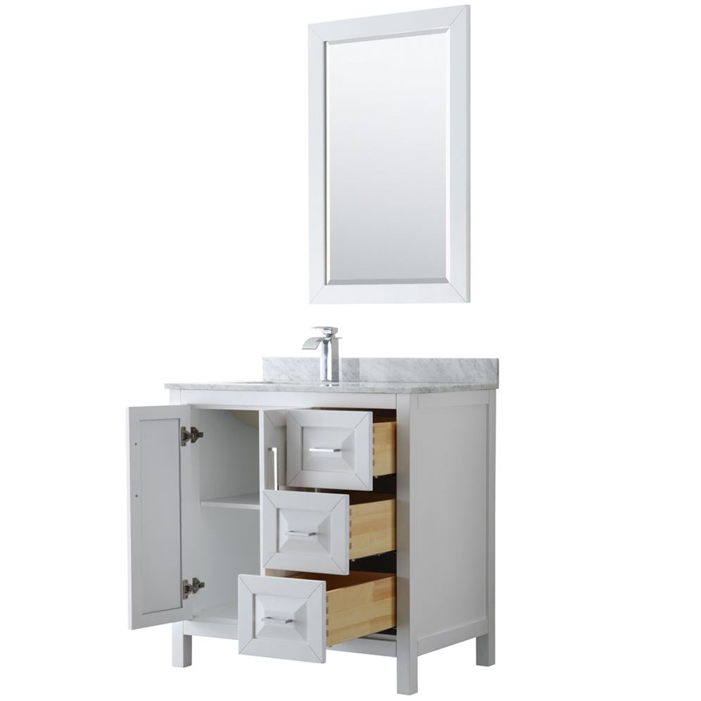 Wyndham Collection Daria 36-in White Bathroom Vanity Cabinet with Mirror