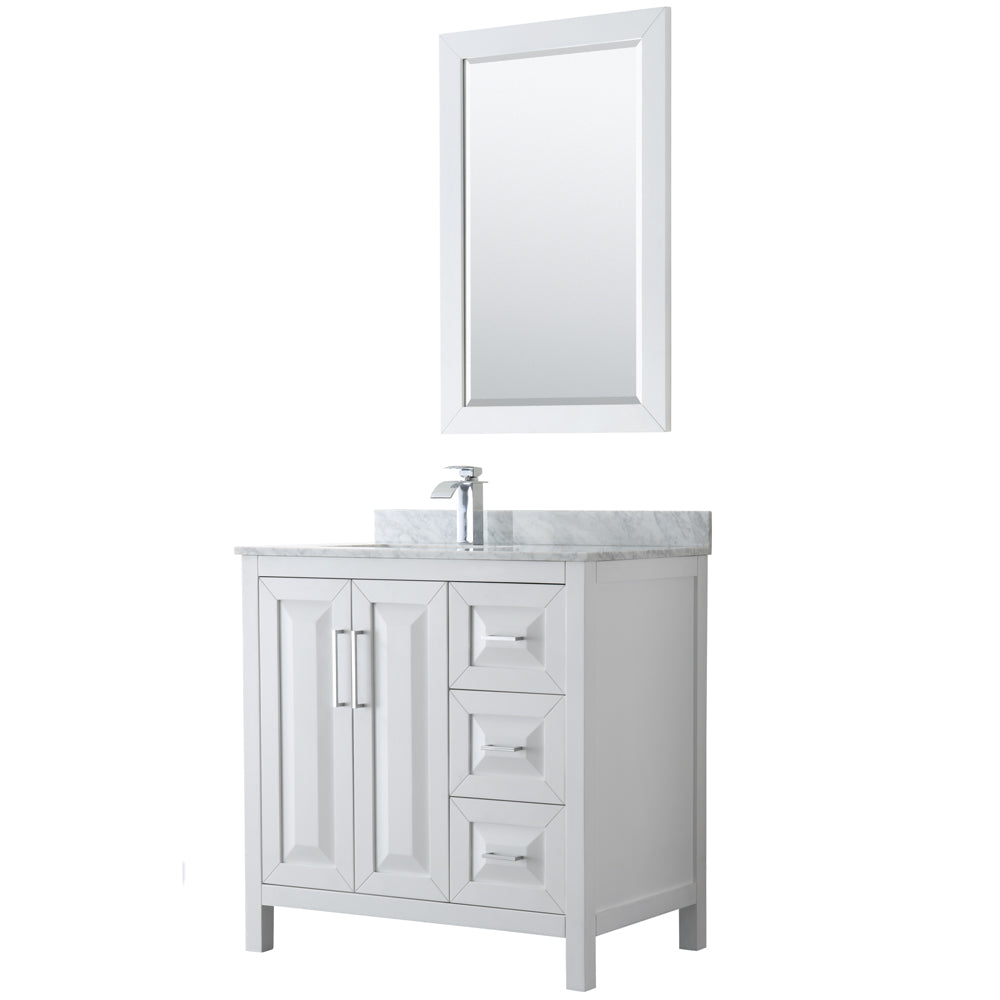 Wyndham Collection Daria 36-in White Bathroom Vanity Cabinet with Mirror