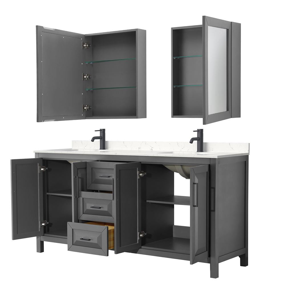 Wyndham Collection Daria 78.75-in Dark Gray Bathroom Vanity Cabinet