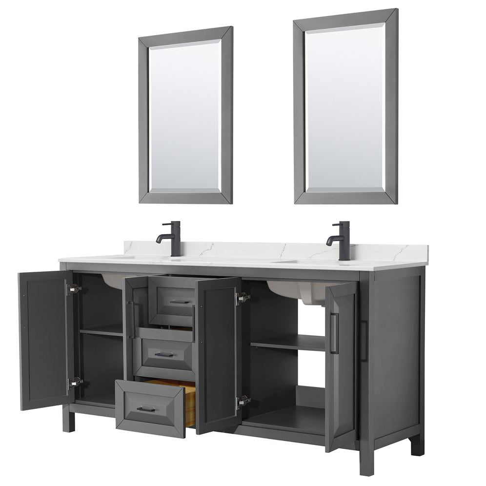 Wyndham Collection Daria 78.75-in Dark Gray Bathroom Vanity Cabinet