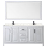 Wyndham Collection Daria 72-in Dark Espresso Double Sink Bathroom Vanity with White Carrara Marble Top, Mirror Included