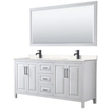 Wyndham Collection Daria 72-in Dark Espresso Double Sink Bathroom Vanity with White Carrara Marble Top, Mirror Included