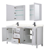 Wyndham Collection Daria 72-in Dark Espresso Double Sink Bathroom Vanity with White Carrara Marble Top, Mirror Included