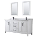 Wyndham Collection Daria 72-in Dark Espresso Double Sink Bathroom Vanity with White Carrara Marble Top, Mirror Included