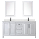 Wyndham Collection Daria 72-in Dark Espresso Double Sink Bathroom Vanity with White Carrara Marble Top, Mirror Included