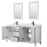 Wyndham Collection Daria 72-in Dark Espresso Double Sink Bathroom Vanity with White Carrara Marble Top, Mirror Included