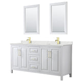 Wyndham Collection Daria 72-in Dark Espresso Double Sink Bathroom Vanity with White Carrara Marble Top, Mirror Included