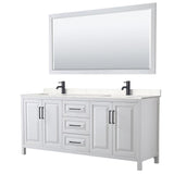 Wyndham Collection Daria 80-in White Double Sink Bathroom Vanity with White Carrara Marble Natural Marble Top