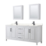 Wyndham Collection Daria 80-in White Double Sink Bathroom Vanity with White Carrara Marble Natural Marble Top