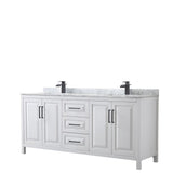 Wyndham Collection Daria 80-in White Double Sink Bathroom Vanity with White Carrara Marble Natural Marble Top