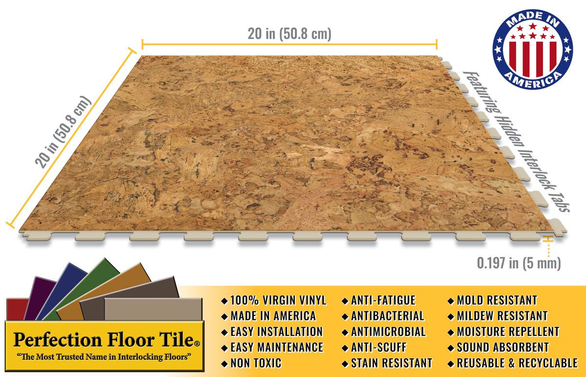 Perfection Floor Tile Classic Wood 6-Piece 20-in x 20-in Cork Luxury Vinyl Tile