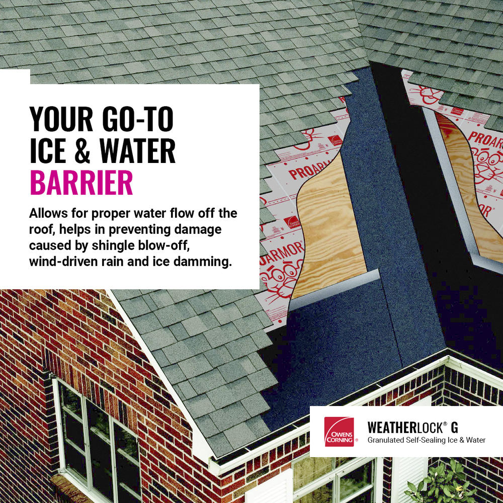 Owens Corning WeatherLock G Granulated Self-Sealing Ice & Water Barrier Underlayment Roll, 3 ft x 66.7 ft (200 sq ft)