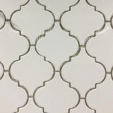 Whisper White Arabesque 10-1/2 in. x 15-1/2 in. x 8 mm Glossy Ceramic Mesh-Mounted Mosaic Wall Tile (11.7 sq. ft. /case)