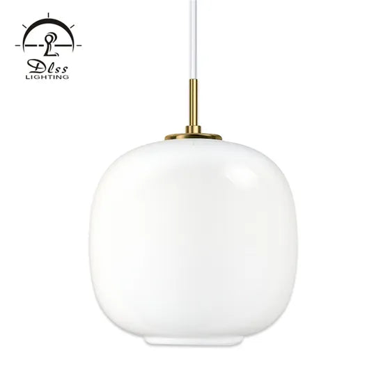 DLSS Lighting White Glass Globe Simple Style Lighting Pendant Lamp